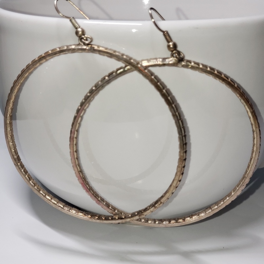 3" Rhinestone Hoop Earrings - Picture 2 of 3